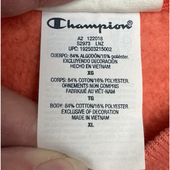 Champion Big AOP Logo Sweatshirt Mens XL Orange Reverse Weave All Over Print - Picture 4 of 9